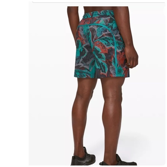 LULULEMON- Pace Breaker Short 7" Linerless Tropical Shadow Shark Teal Multi - Picture 5 of 7
